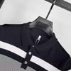 Herren Sommer Slim Gestreiftes Kurzarm-Poloshirt - Trendiges, lässiges Strick-T-Shirt mit Revers in Kontrastfarbe