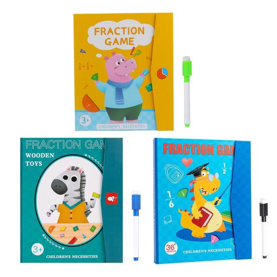 Magnetic Fraction Tiles Circles Book with Pen Percentage Decimal Fraction Learning Elementary Students Teaching Aid Educational Fraction Puzzle