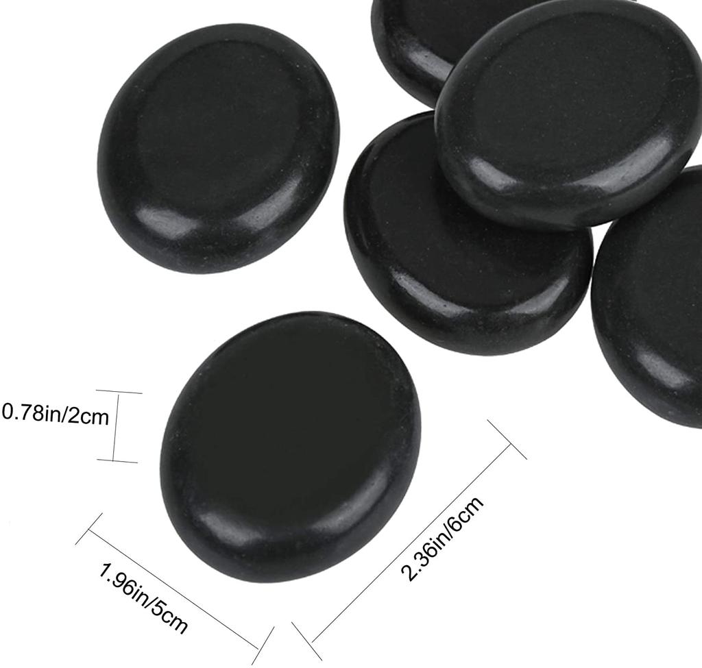 Windfulogo 4-Piece Hot Massage Stone Set - Natural Lava Basalt Spa Massage Warm Stones, Black (5x6cm)