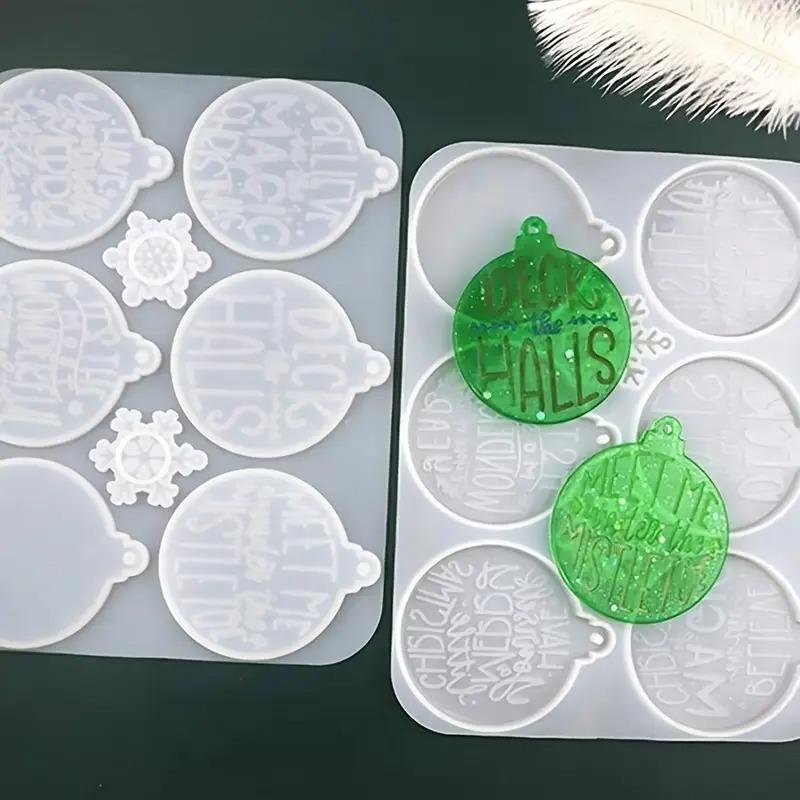 Christmas Silicone Resin Mold Round Pendant with Holiday Phrases for DIY Epoxy Resin Crafts Home Decor Ornament Making Supplies
