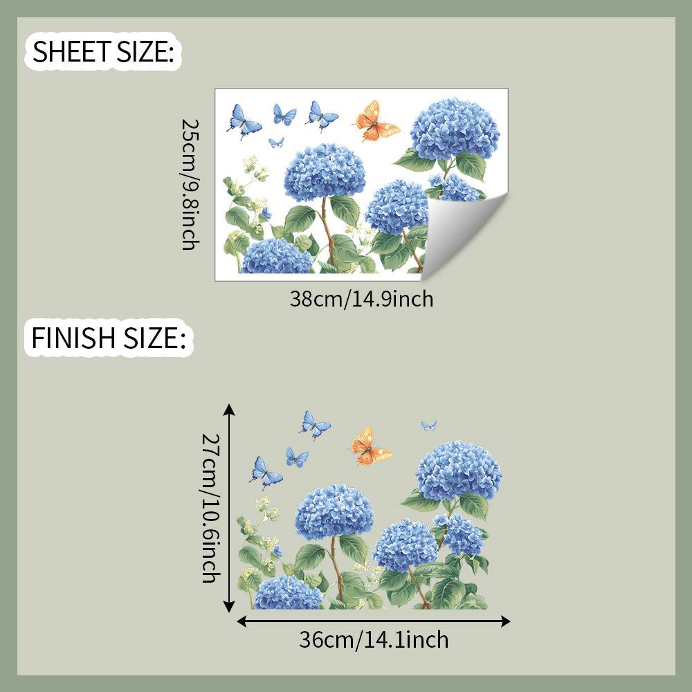 

Гортензия Бабочка Витражное Окно Украшение и Декор Дома Наклейки на Окна УФ Статическое Электричество