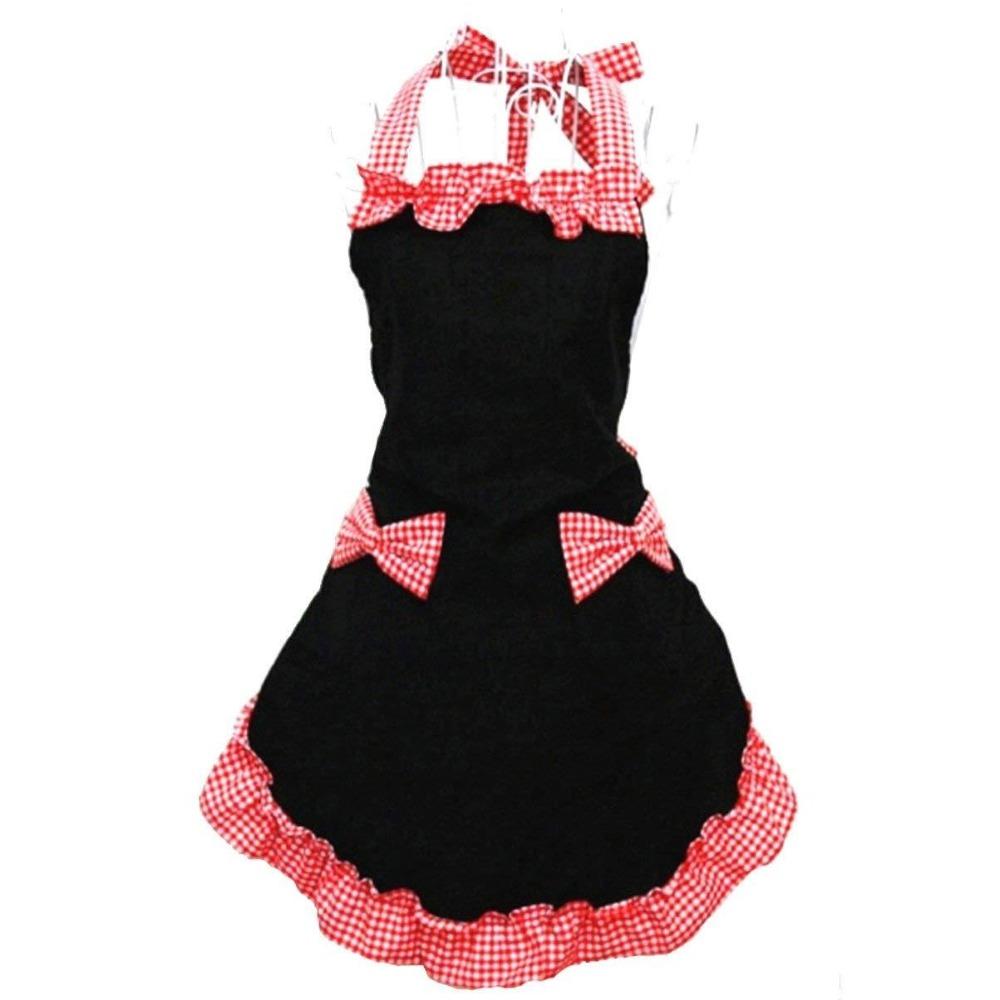 

Flirty Vintage Bow Lace Apron with Pockets Lady Sleeveless Apron Gardening Work Uniform BBQ Style 2