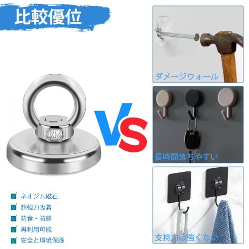 Ultra-Strong Magnetic Hook, Powerful Neodymium Magnet, 42mm Diameter, 63kg Vertical Load Capacity, Waterproof and Corrosion-Resistant, for Lifting, Aw