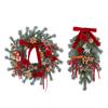 Handmade Wreath for Balcony Christmas Artificial Garland with Pinecones Cinnamon And Red Bows, Decorative Hanging Front Door Pendants Winter