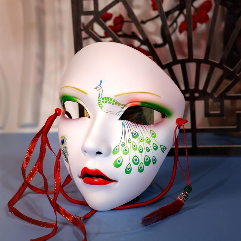 Hand Painted Mask Halloween Party Mask Full Face Mask Masquerade Mask for Women Cosplay Halloween Costume Accessories