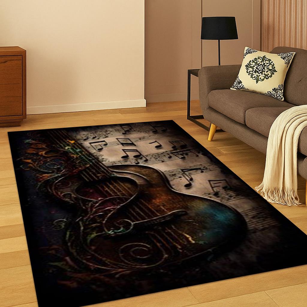 

3D Pianoforte Violino Note musicali Art Tappeto per camera da letto Soggiorno Divano Cucina Zerbino Decor, Kid Playma Gioco Tappetino antiscivolo 40x60cm