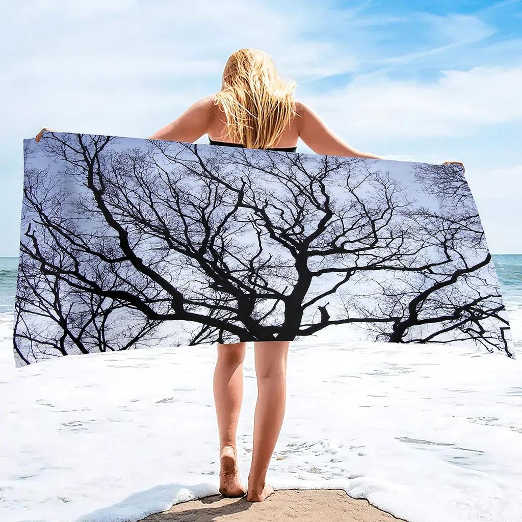 Tree Towels Lightweight Quick Dry Beach Towel Pack and Branch Absorbent Beach Towel Sand Free Sunset Beach Towels for Adult