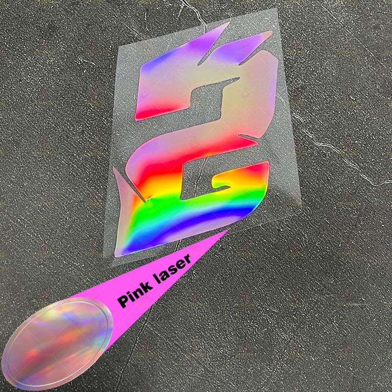 1pc Pink Laser Motorcycle Number Sticker Waterproof for Motorcycle Fairing Helmet Fuel Tank Scooter Body Universal Vinyl Decal