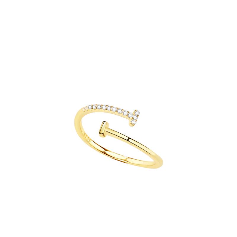 S925 Sterling Silver Double T Open Women's Ring - Korean Style, Minimalist, Luxury Feel, Niche Design.