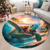 Tapis Tortue Effet 3D Tapis Rond Animal Marin Décoration Intérieure Cadeau Océanique Tapis Tortue Marine Turquoise Cadeau pour Amoureux des Tortues