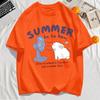 Little Rabbit Blowing Electric Fan Print T-Shirt Mens Hip Hop Summer Short Sleeve Clothing Casual Loose Tops