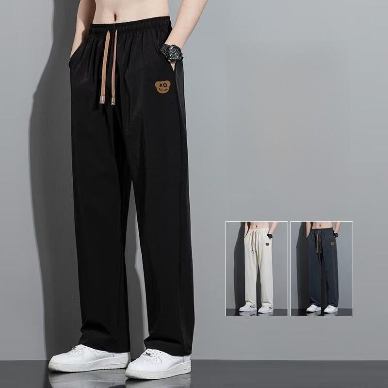 Pantaloni Estivi da Uomo Gamba Dritta in Seta di Ghiaccio con Tessuto Quickdry per Abbigliamento Casual