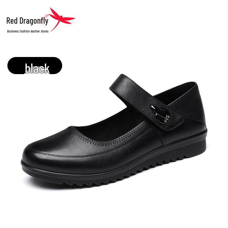 Red Dragonfly Women s Spring Soft Sole Genuine Leather Mary Jane Shoes for Middle-Aged and Elderly 38