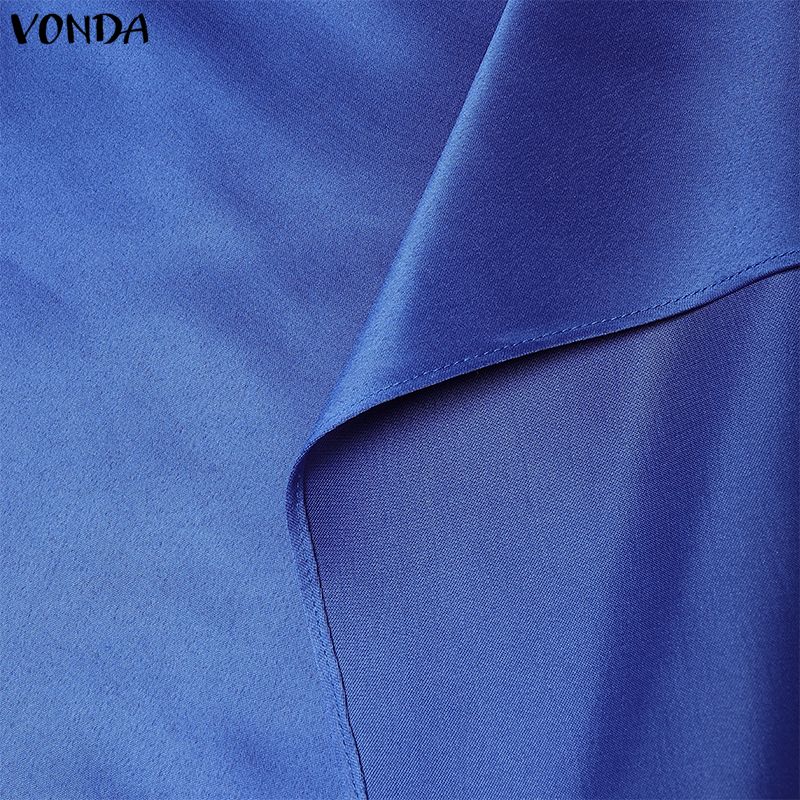 VONDA Elegant Women Side Zip-up Waist Layers Ruffled Irregular Casual Party Satin Skirts Dress