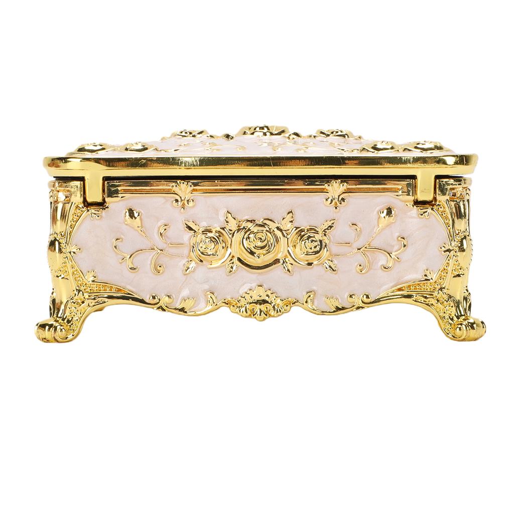 Decorative Jewelry Box with Rose Pattern Vintage Trinket Organizer Box Case for Ring Earrings Necklaces