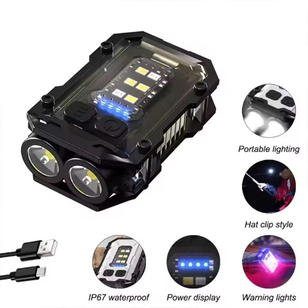 LED+COB Mini Flashlight with Back Clip Torch Lamp Durable Portable Work Light  Outdoor Camping