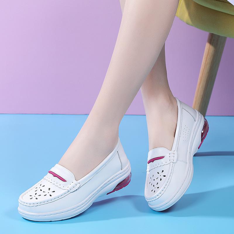 Cowhide Air Cushion Nurse Shoes Women's Hospital Work White Shoes Are Not Tired, Comfortable Feet, Soft Sole, Comfortable and Breathable
