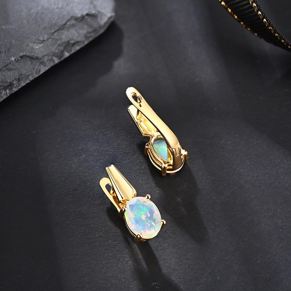 Shinning 100% Natural Opal Jewelry Set  Earrings Ring Real Gemstone Oval 7*9mm  925 Sterling Silver Exquisite Jewelry Gift for Women