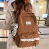 Schoolbag Korean High School Student Schoolbag Female Ins Casual and Light Class Backpack Versatile Corduroy Large Capacity Backpack