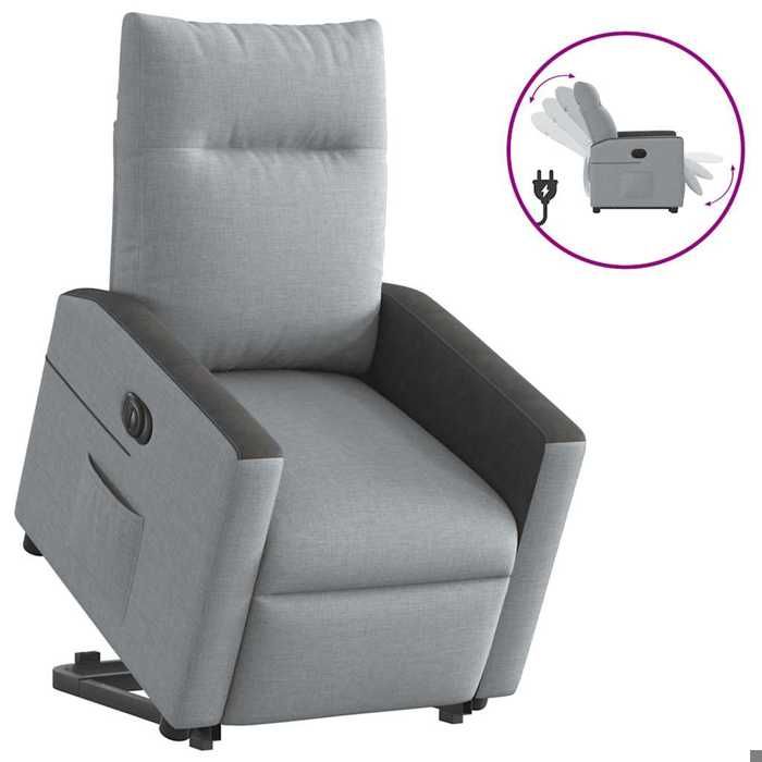 VidaXL Fauteuil inclinable électrique gris clair tissu 3324066