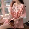 LangSha Women's Pajamas with Chest Pads, Summer Princess Style, Wearable Outside, Sweet And Elegant, Lightweight Short-Sleeve Shorts Loungewear