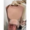 One-piece fleece warm and thickened knitted sweater women's simple basic bottoming shirt spring top