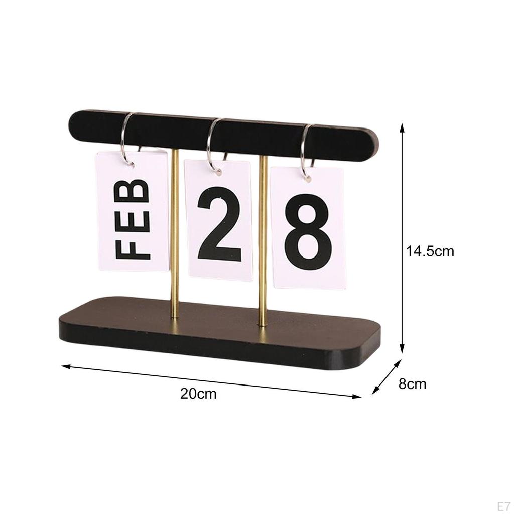 Schreibtischkalender Ständer Holzrahmen Seitenumschlag Umblätterer Ewiger Kalender für Küche Heimdekoration