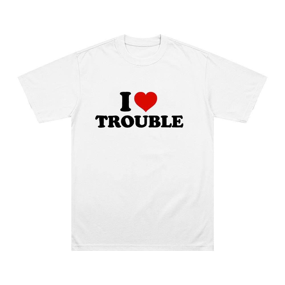 

LIV Morgan I Love Trouble Shirt Men s Casual Breathable T-shirts Women High Quality Cotton Tees O-neck Short Sleeve Comfort Tops XS белый