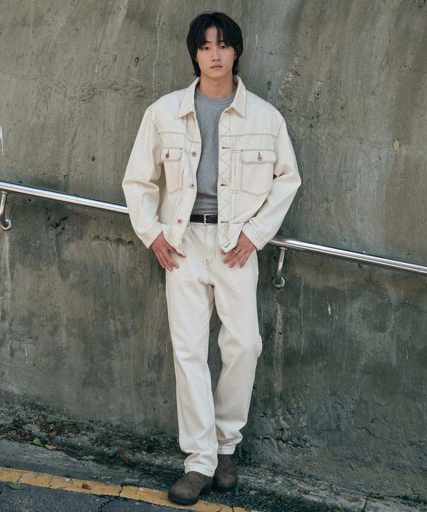 Stco Diems Chain Twill Denim Jacket Set-Up_Beige (Oversized)_Ddjxz05Osd