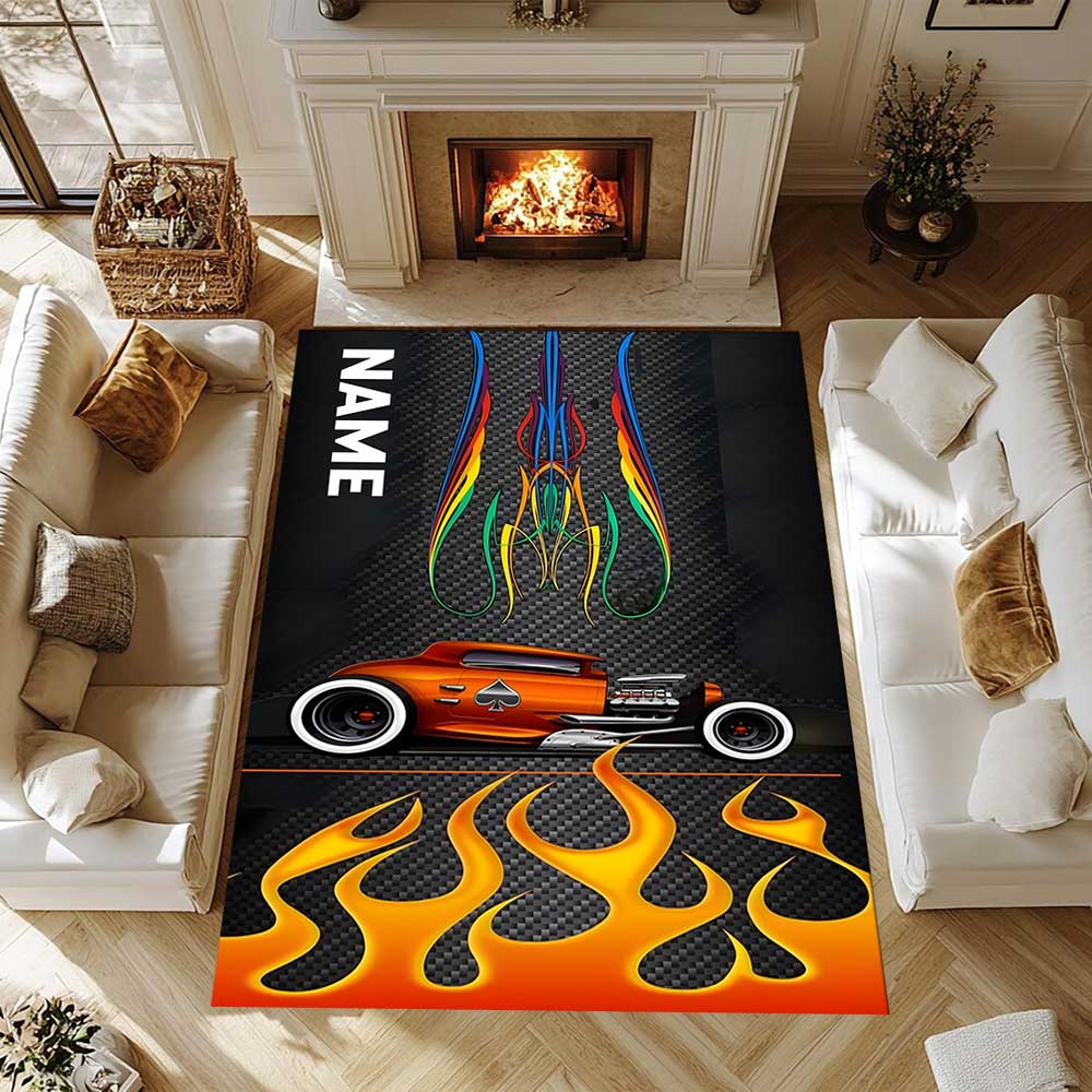 Truck Racing5 Customize Your Name Rug, Office Chair Cushion, Home Bedroom Living Room Gift.