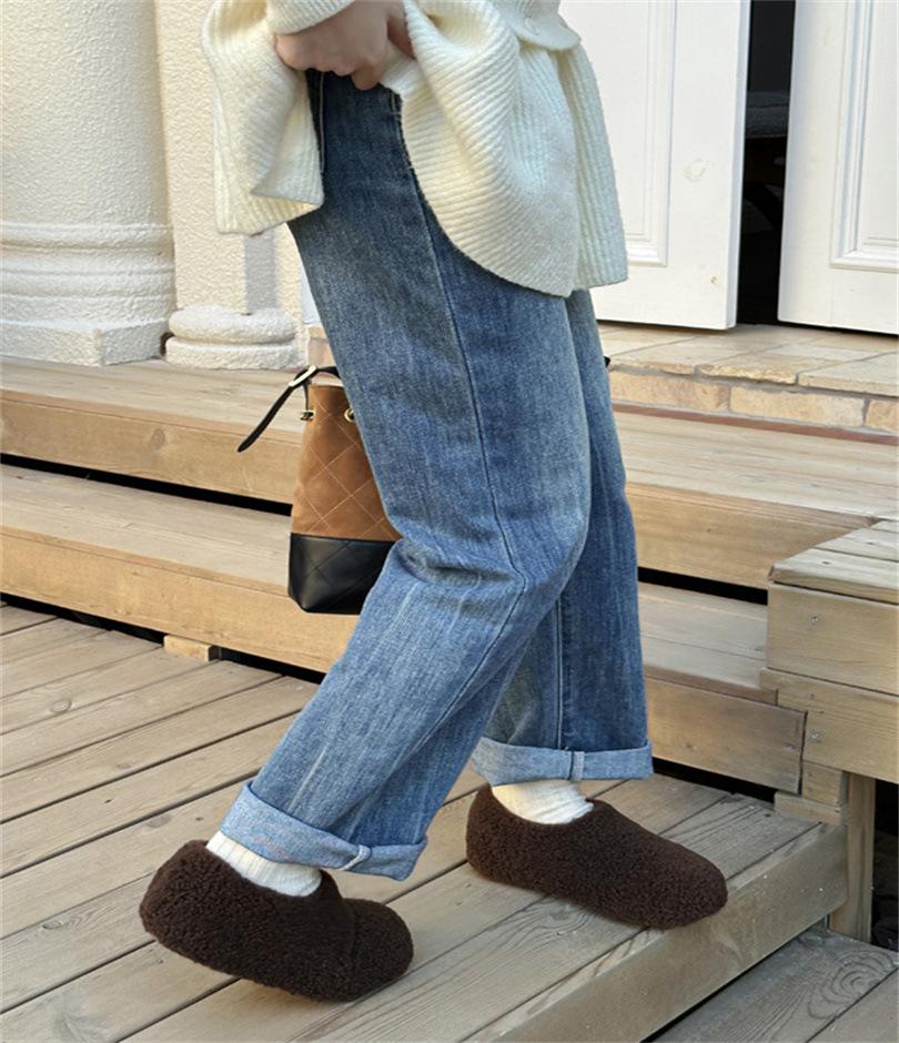 Baotou Mao Mao Slippers Shoes Women's 2025 Autumn and Winter New Fashion Versatile Fleece Warm Cotton Shoes Women