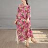 Kurzarm Plus Size Baumwolle Vintage Blumenmuster Neu in Kleidern für Damen lässig locker langes Sommerkleid