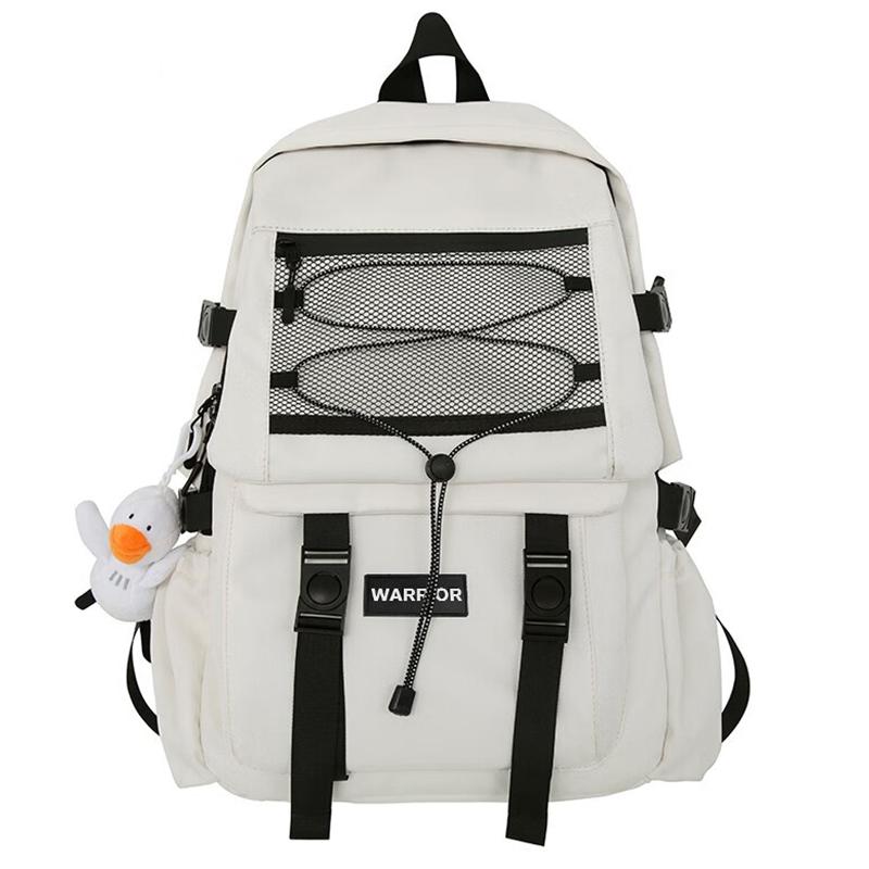 New Warrior Nylon Backpack Large Size Unisex White H22B08U50327