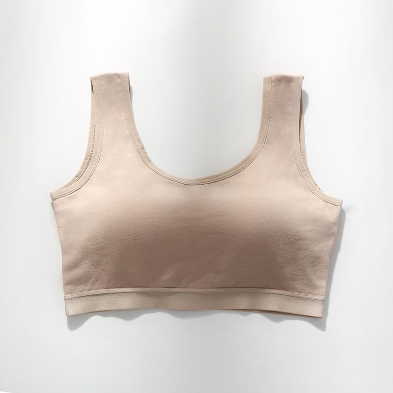 Pure Cotton Fixed Bra U-shaped One-piece Beautiful Back Sports Bra Underwear Small Chest Gathering Without Steel Ring Student Vest