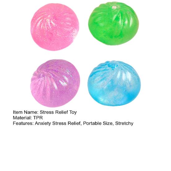 Glitter Dumpling Sugar Stress Ball Squeeze Fidget Toy Clear Steamed Bun Stretchy Decompression Simulation Dough Ball