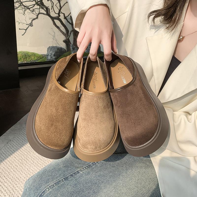 Fashion Platform Women's Slippers Suede Fashion Shoes Casual Women Trend Pump Flat Soles Thick Soles Two Wearing Women's Shoes Sneakers
