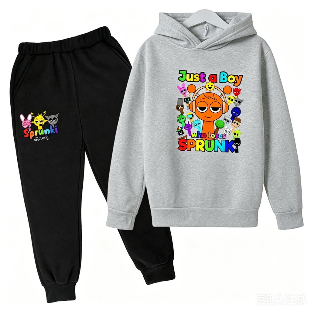 Haine Copii Sprunki Hanorac+pantaloni Vârsta 2-12 Băiat Fată Figurine Anime Incredibox Bluză Primăvară Toamnă Pulover pentru Copii Seturi