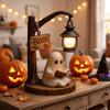 Specter Figurine with Lantern Whimsical Night Light SpookyCute Halloween for Book Lovers,