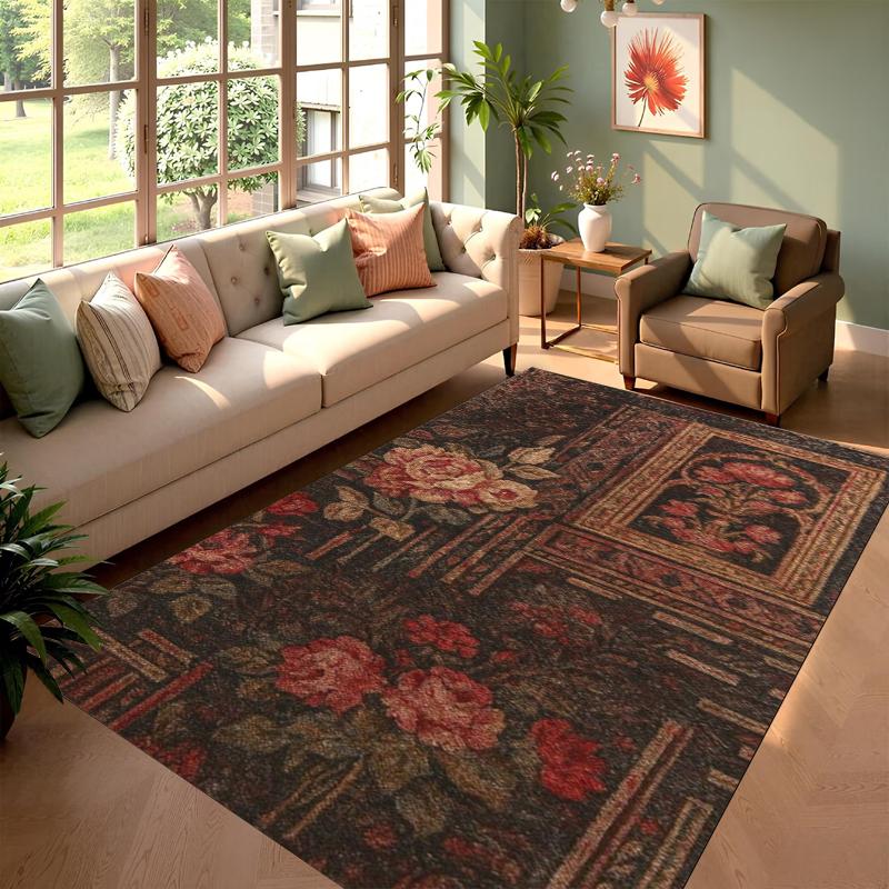 

Vintage Patchwork Floral Area Rug Traditional Persian Style Print NonSlip Floor Mat for Living Room Bedroom Farmhouse Home Decor 40X60CM
