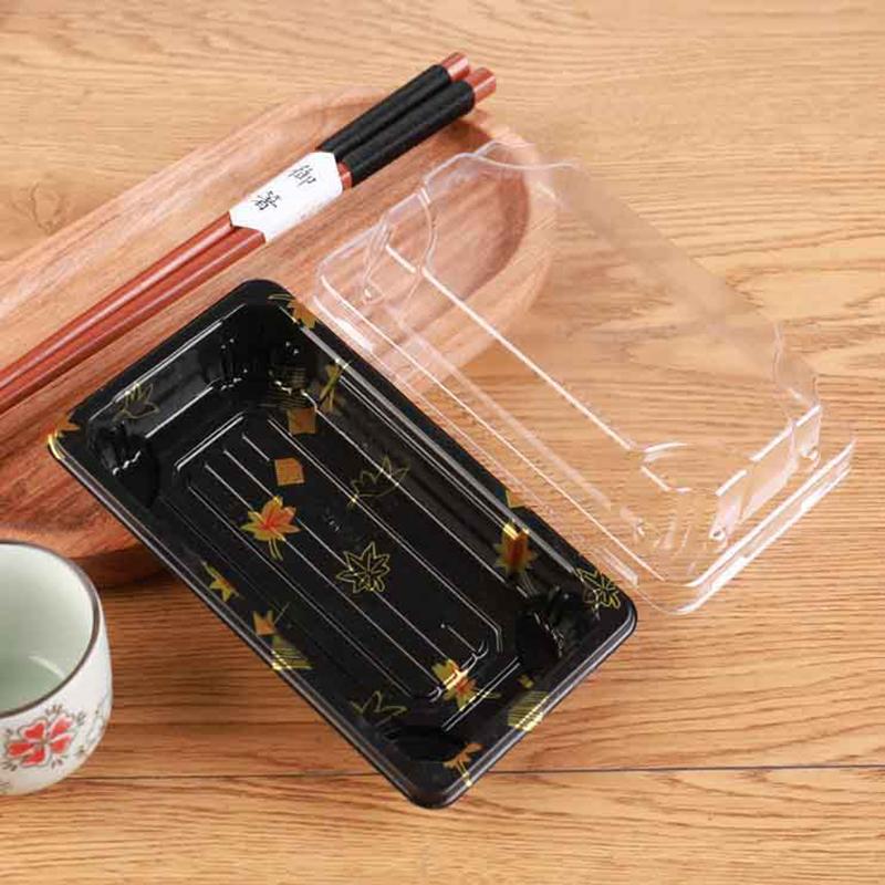 10 ks krabiček na sushi s sebou - Zesílené jednorázové ekologické nádoby s víčky pro balení jídla s sebou