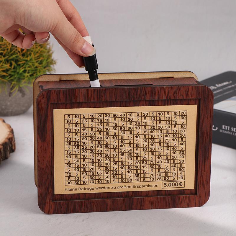 1 Sada Dřevěná Pokladnička Nádoba na Peníze Pokladnička Pro Úsporu Hotovosti Pouzdro na Poklad Mince 1000/5000/10000 Euro