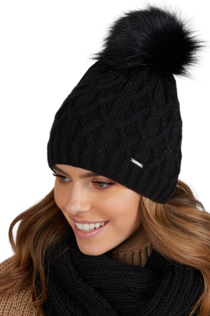 Florence Women' Winter Hat with Pompom, Black