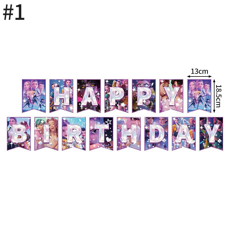 Demonœ Hunters Birthday Party Decor Tableware Banner Kids Birthday Balloon Cake Topper Decor  Kpop Anime Party Supplie Set