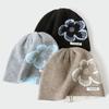 Wool Flower Jacquard Knitted Hat Printed Ear Protection Hat Cute Printing Knit Cap  Winter