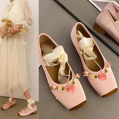 Mode Damen Ballerinas Schuhe Frau Frühling Sommer 2024 Lässig Barfuß Rosa Mode Elegant Süß Socofy Ballerina Party im Angebot