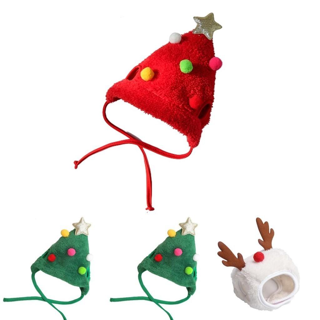 Festive Dog Cat Xmas Hat Bib Set – Red/green/white Polyester