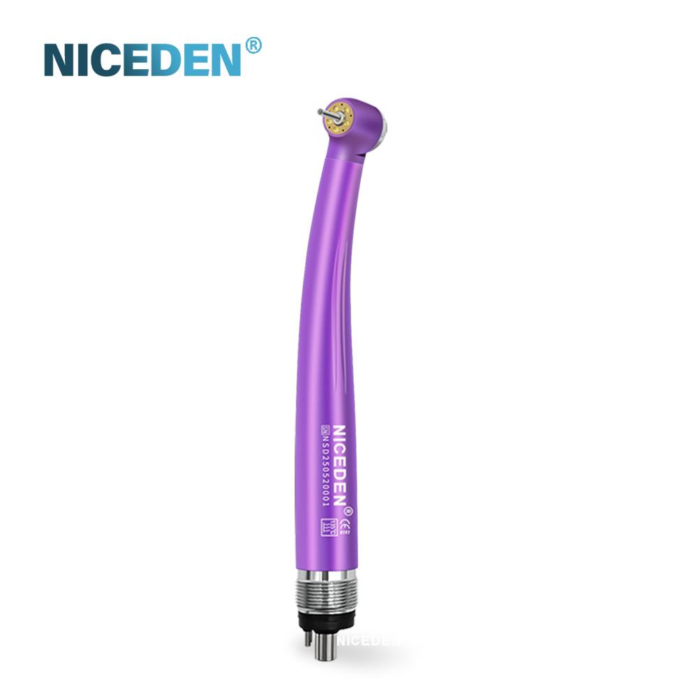 Niceden High-Speed Handpiece LED Push Button Standard Head 2/4 Holes Three Water Spray Air Oral Therapy Equipments Accessories 5 LED 5 Water Holes