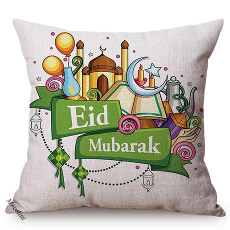 Muslim Ramadan Kareem Sofa Decoration Pillow Case Islamic Festival Eid Mubarak Style Cotton Linen Cushion Cover 45X45Cm