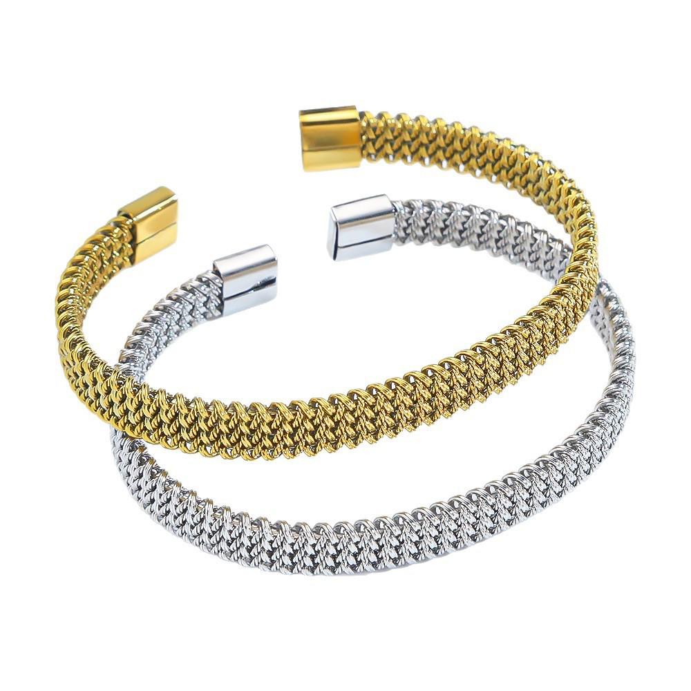 18K Gold Electroplated Stainless Steel C-shaped Bracelet for Men and Women