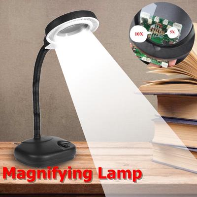 Large Lens Lighted Lamp Top Desk Magnifier Metal Material Large Lens Table Top Desk Lamp Lighted Magnifier Magnifying